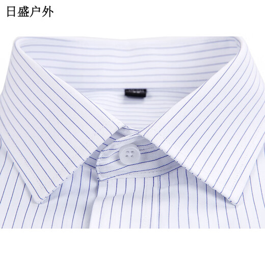 何佳功建行工作服女式正装领白底蓝色竖条纹短袖衬衫方领修身银行工作服 3882男方领浅兰斜纹短袖 40(175_92A)