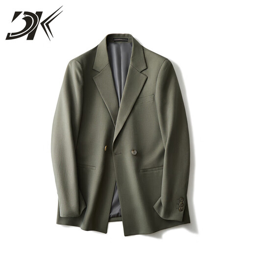 DK brand men's casual suit suit men's spring and autumn new style micro wide fashion trend handsome suit two-piece gray green (top + pants) 2XL