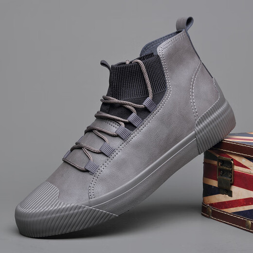 Belle chaussures en cuir haut haut pour hommes en automne et hiver, chaussures masculines à la mode 2024 Nouvelle version coréenne des chaussures en cuir décontractées pour hommes polyvalents SS9922 All Black Cotton Shoes 38