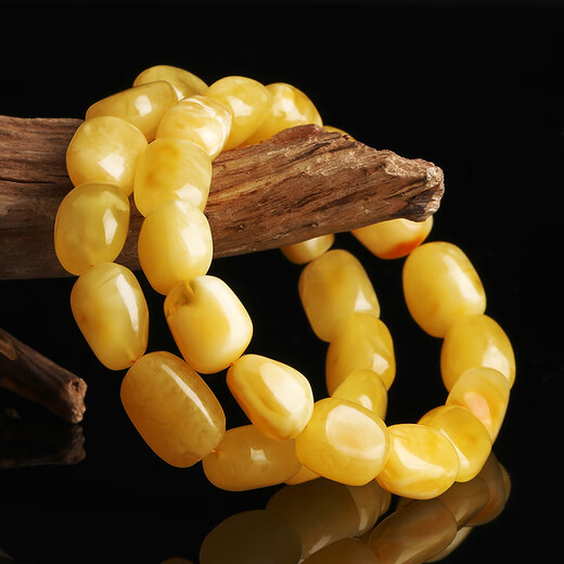Yanyun Jewelry Shape-shaped Beeswax Bracelet Natural Raw Stone Amber Full Honey Chicken Butter Yellow Buddha Bead Single Circle Bracelet for Men and Women 17-20g