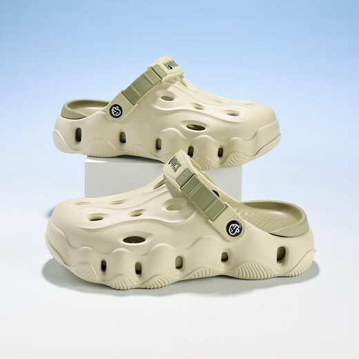 B.Duck little yellow duck children's shoes children's hole shoes boys and girls parent-child outdoor sandals and slippers adult garden shoes 5998 military green 42