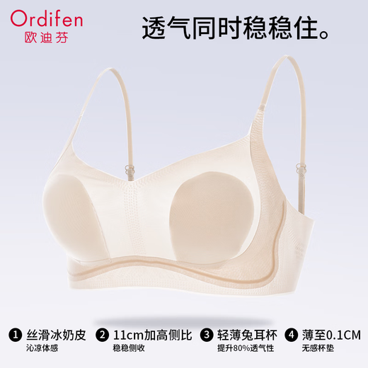 Odifenmei lencería trasera para mujeres para el verano delgado y transpirable y delgado hombro sin marcas tirantes de seda de hielo special gravity sujetador base