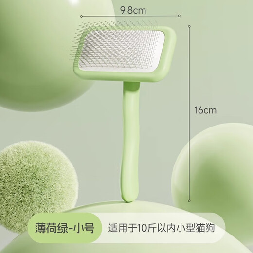 Pekingese dog grooming comb Bichon Pomeranian Teddy hair pulling knot removal floating hair pet dog hair cleaning grooming mint green - small plastic-free head more fluffy