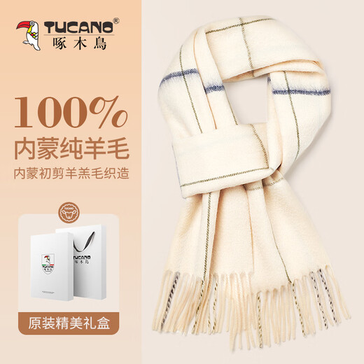 Pájaro carpintero (tucano) bufanda de lana 100% pura para mujeres en invierno a cuadros versátil versión coreana de bufanda de bufanda de bufanda femenina para novia