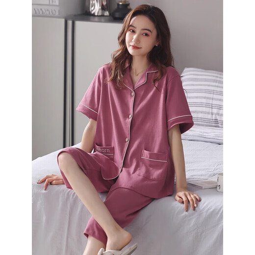 Catman (Miiow) 2025 Nuevo pijamas para mujeres en verano algodón puro pantalones cortos de manga corta ropa de cárdigan de gran tamaño nx9898 2xl