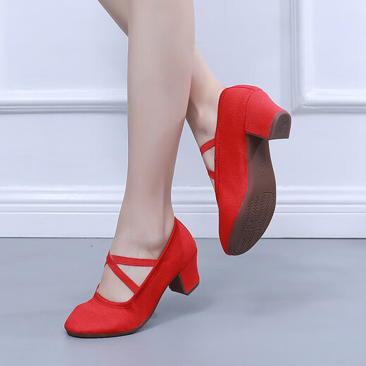 Square dance teacher shoes outdoor adult soft sole women's belly classical ethnic modern dance practice ballet dance shoes black 2cm flat heel 37