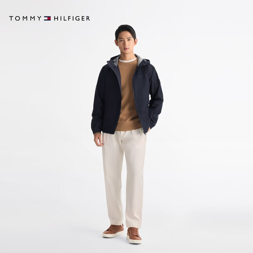 Tommy Hilfiger25 new spring and summer men's windproof and waterproof casual sports trendy textured wear-resistant hooded jacket