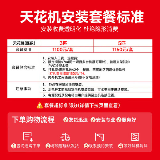 Oaks central air conditioner 15% national subsidy 5 HP ceiling air conditioner 3 HP ceiling unit one to one Embedded frequency conversion single cooling and heating commercial office shop patio unit air conditioner 3 HP Secondary energy efficiency frequency conversion single cooling 220V 35 square meters