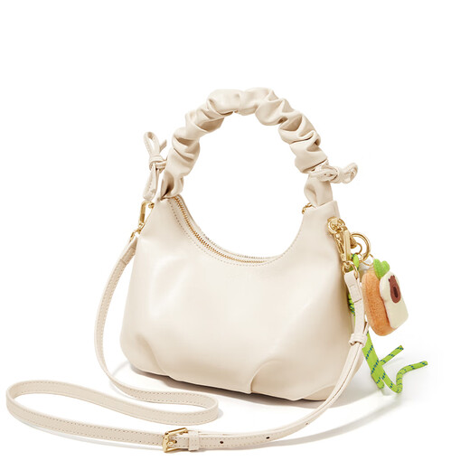 
Cnoles Bag Women's Bag 2025 Folded Cloud Handbag High-end Hand Holding One-Shoulder Crossbody Bag Chinese Valentine's Day Gift Cream White - New practical birthday gift for girls