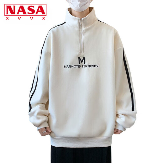 NASA XVVX Plus Samt verdickte Sweatshirt für Jungen 13 Schüler der Junior High School Hälfte hoher Hals-Basishemd 15-jährige Teenager Herbst- und Winterkleidung R683 Aprikosenfarbe (Single Sweatshirt) Verdickt plus Samt L 105-120jin [Jin gleich 0,5 kg]