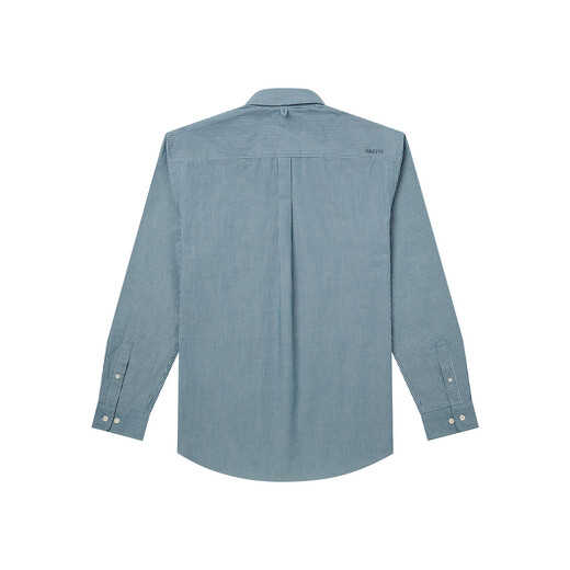 HAZZYS Men's Autumn Cotton Long Sleeve Shirt Men's Pinstripe Front Chest Pocket PHIZ Business Casual Men's Shirt Dark Green DG XL (180/100A 50)