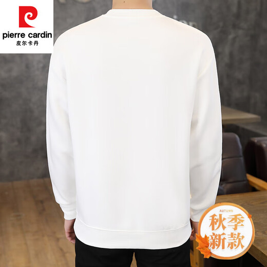 皮尔卡丹（pierre cardin）长袖T恤男士春秋季宽松无帽圆领卫衣设计感拼接款休闲高级感上衣 6627黑色 M
