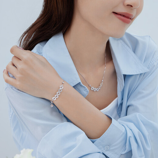 Lukfook Jewelry Platinum 950 Qianduoduo Gourd Copper Coin Platinum Bracelet Gift Price F63P0041DS 9.75g (including labor cost 1053 yuan)