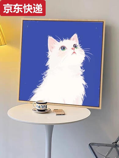 可爱卡通橘猫数字油画diy填充填色画手工丙烯涂色画画定制宠物画 X14715 全套内框材料包50*50cm