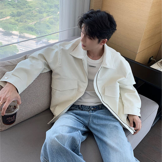 Hualun Autumn Litchi Pattern Leather Jacket Men's 2025 New Fashion Fashion Casual Handsome Style PU Leather Jacket Black M