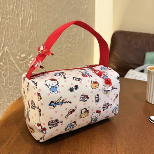 New cartoon cosmetic bag for makeup, washing, portable travel, portable storage, large capacity, cute three-dimensional handbag, red portable kt printed small bag