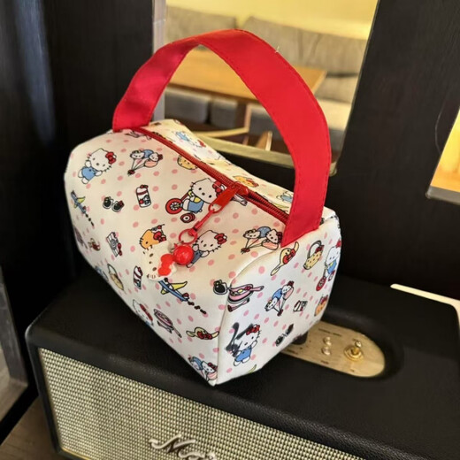 New cartoon cosmetic bag for makeup, washing, portable travel, portable storage, large capacity, cute three-dimensional handbag, red portable kt printed small bag