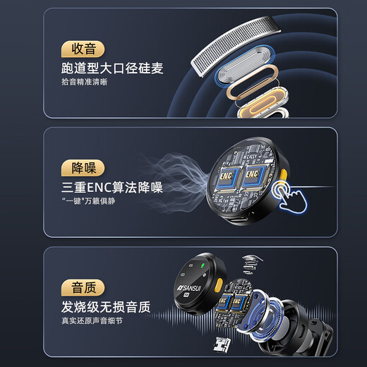 SANSUI MV09 Wireless Lavalier Microphone for Live Singing, Noise Reduction Card, Sound Modification, Douyin Short Video, Mobile Phone Camera Recording Equipment, Complete Set of Radio Microphones, One to One, Single Use, Warehouse-Free Version, Apple Type-C Universal Model