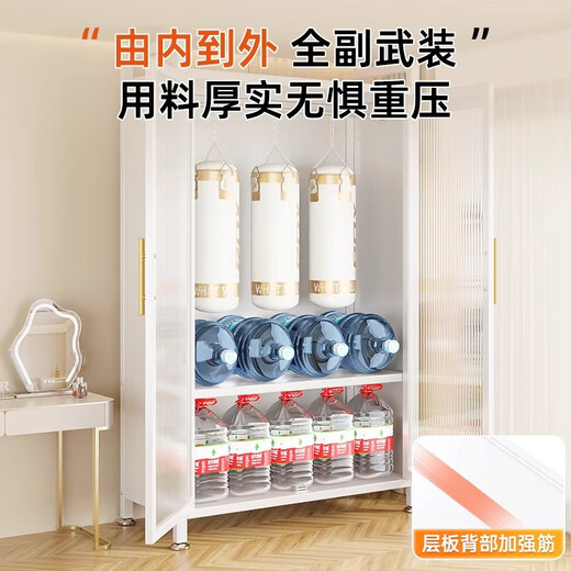 Einfacher Kleiderschrank Schlafzimmer Home Miethaus zusammengebautes Metall All-Steel-Rahmen neuer Stil Kleiderschrank kleiner Aufbewahrungsschrank PC-Doppel-Türgarderobe 800*500*1585