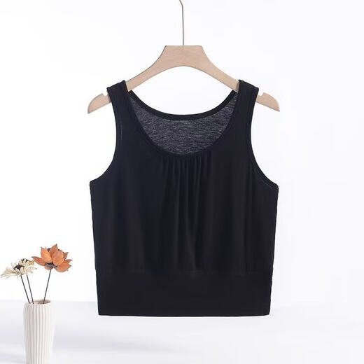 Banfishi mother's wear short bra-wrapped bra and tube top for middle-aged and elderly women modal vest-style underwear women's large size wide waist bottoming top black 2XL 105-115Jin Jin is equal to 0.5 kg