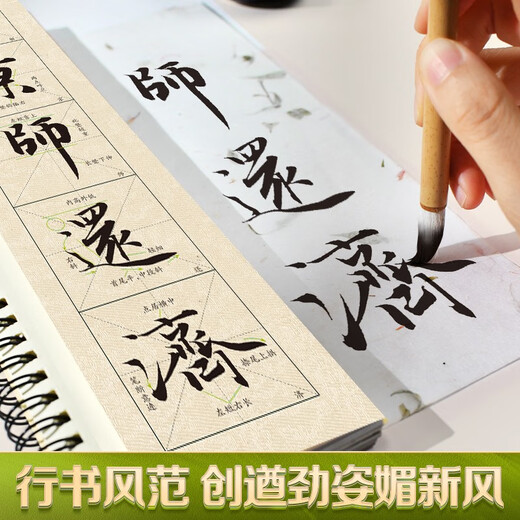 Diez mil volúmenes chinos Guión en ejecución de Zhao Mengfu antes y después Chibi Fu estela caligrafía guión en ejecución Luo Shen Fu cuaderno con pincel ampliación de alta definición copia tarjeta de caligrafía adultos principiantes cuaderno con pincel tutorial de caligrafía 2 libros