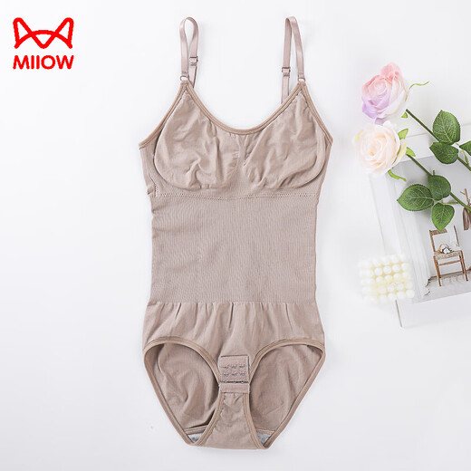 
Catman women's body shaping suit underbreasted buttock lifting triangle style open-size large-size waist tucked belly suspender onesie with chest pads brown (with chest pads) XL (180-200Jin [Jin equals 0.5 kg])