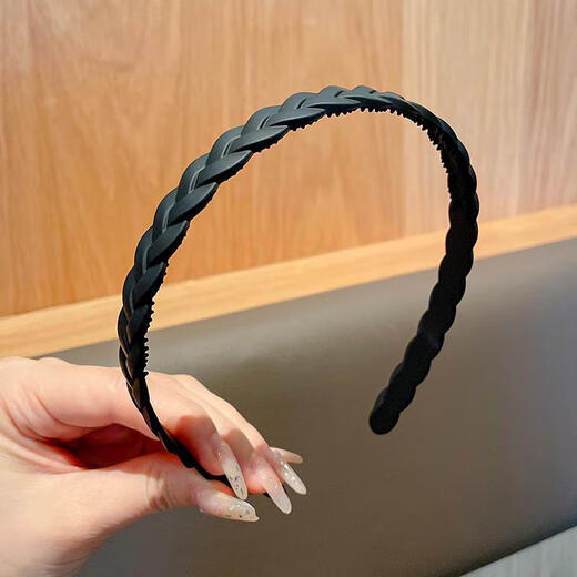 Qianshengyuan black headband for face washing, invisible face washing headband, non-slip and anti-fall headband, hair tie with teeth, anti-slip pressure hairpin, main picture black, cost-effective 4 pieces