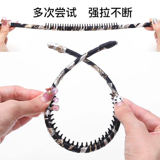 Dongyi carefully selected hairbands for women, high-end headwear for going out, fabric printed student face wash hairpins with teeth, anti-slip, blue