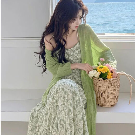 Ynwwgw Koreanische Frühlingsoutfit Ein komplettes Set 2025 Strick-Strickjacke Floral Dress Mode zweiteiler Anzug für Frauenjacke 3882W# M [Vorschlagen 100jin [Jin gleich 0,5 kg] unten]