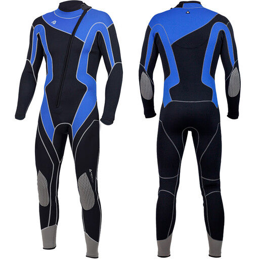 HiSEA men's and women's one-piece wetsuit warm swimsuit swimming surfing wet suit black blue front zipper L151 L