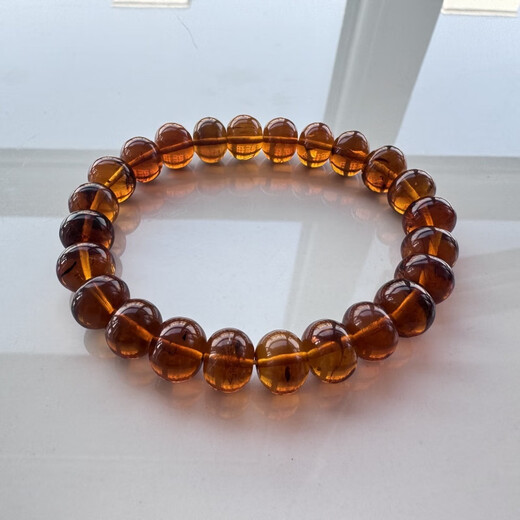 Libiao 2025 new high-end fushun amber soybean oil color gold amber 10 mm single circle bracelet