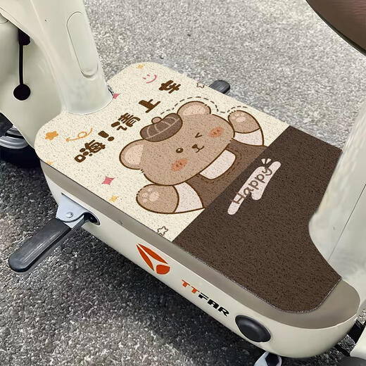 卡通丝圈电动车脚垫摩托车电动车脚踏板垫子电车装饰脚垫可裁剪 Q3881A-踏板卡皮巴拉请上车竖 45*70厘米自由裁剪