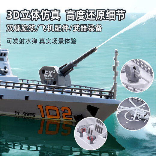OSPIRO德国品质大马力水上电动遥控船玩具航空母舰军舰模型可下水潜水艇 海南号-攻击舰 [1组充电电池]+遥控电池+充电
