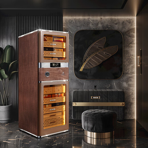 Meijing (raching) WIFI smart RR980 cigar cabinet temperature control humidity cigar humidifier household cedar wood cigar cabinet Santiya red 580L