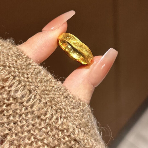 OEMG Old Phoenix Gold Store Model 18k Gold Plated Silk Ring Ancient Gold Color Valentine's Day Confession Gift for Girlfriend (Silk Road) Ring Opening