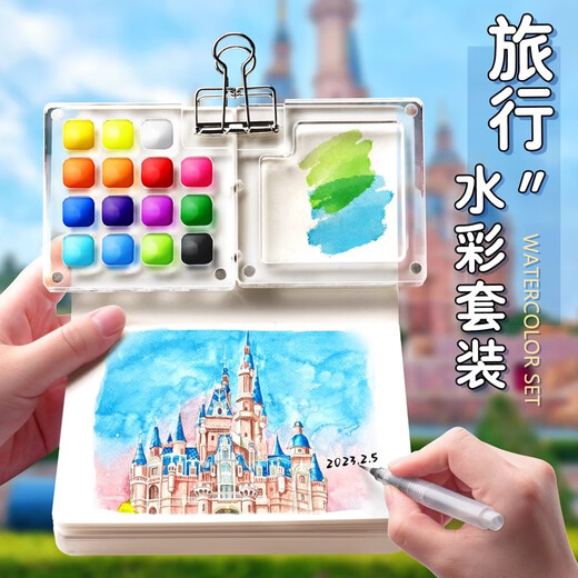 The little toys that dream girls like 7-8-1214-year-old girl gift birthday children's most popular picture book mini [8 color pigment box] + 12 color pigment + painting book [Send clip + water pen] Little girl toys 10-15