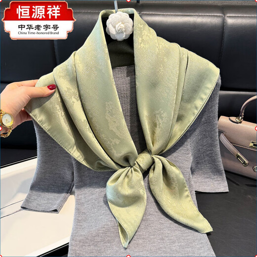 Hengyuanxiang Spring and Summer New Product Imitation Silk Scarf Tiansi Cotton Scarf Fashionable and versatile Ladies Shawl Scarf Women Beige 90*90