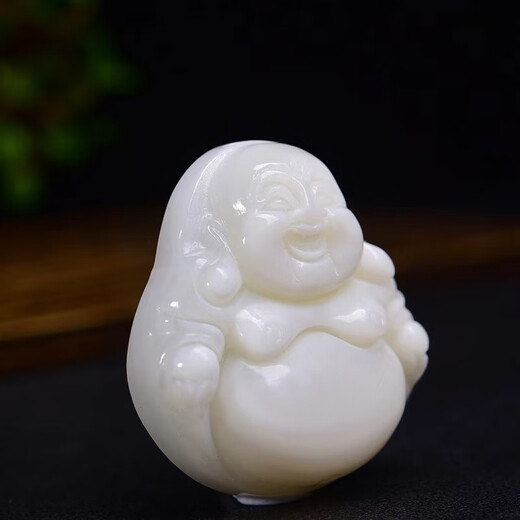 Mochen MOEYCIOR natural Hainan deep sea shell carved Laughing Buddha pendant for men and women, Hainan organic gemstone couple pendant, size about 37*40