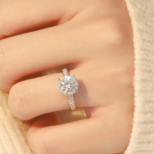 Pt950 platinum moissanite color diamond ring 1 carat six-pointed star woven real proposal wedding ring as a gift for girlfriend Six-pointed star woven 1 carat - light luxury model. For closed models, please contact customer service/remark the ring number