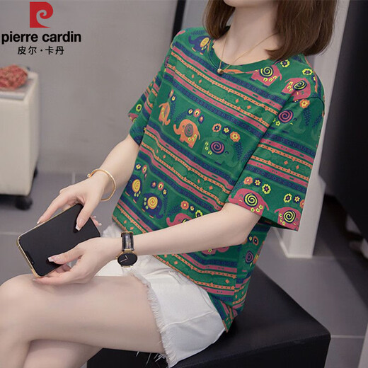 Pier Cardin 2025 T-shirt à manches courtes Cotton Fat MM Cotton pour femmes 200 Jin [Jin est égal à 0,5 kg] le ventre lâche miness et le haut polyvalent pour les femmes 9902 Pink M 80-95 Jin [Jin est égal à 0,5 kg]