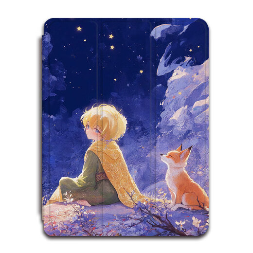 牧后小王子适用ipadpro保护壳air7狐狸4油画mini6星空2021苹果11英寸第10代2023版12.9三折式3带笔槽5 Z12392小王子书本式加钢化膜 iPad Pro 2018版(12.