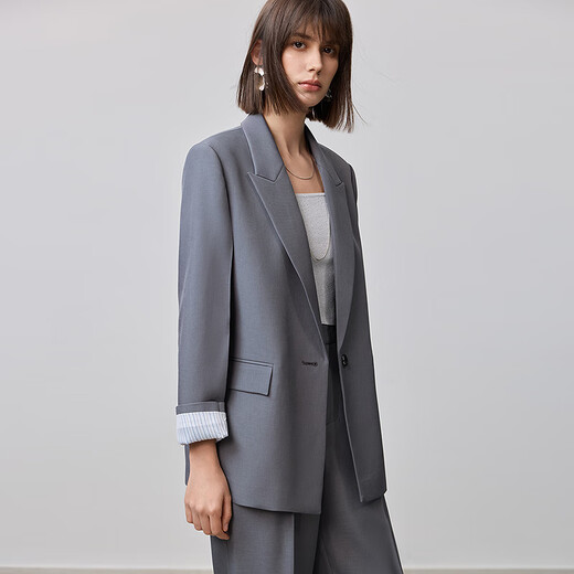 LILY Zero Pressure Suit 2025 Spring New Loose Casual Relaxed Feeling Commuting Exquisite High-end Feeling Suit Jacket Women 501 Gray M