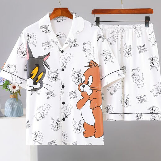 Mu Fengqing pajamas for men in summer short-sleeved thin plus fat plus size cartoon teenager men's home clothes two sets summer 6623 short-sleeved suit M standard (high 165100Jin [Jin equals 0.5 kg])
