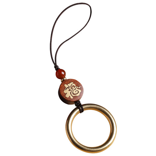 Mr. Ouyang pure brass ring mobile phone ring buckle metal universal dust plug pendant USB pendant anti-lost lanyard mobile phone pendant brass ring-Lvbo