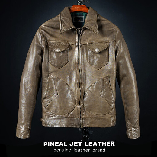 PJL Men's Short Lapel Retro Classic Moon Pocket Mendoza Farmer Classic Sheepskin Mendoza Black L (under 140)