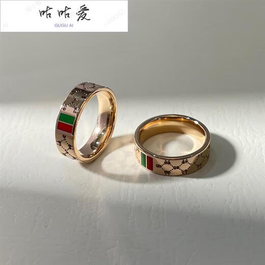 咕咕爱日月同辉戒指钛钢 流行卡地欧美款情侣简约时尚个性百搭戒指 12210-260斤