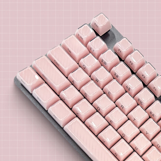 罗技（Logitech）K845机械键盘背光有线键盘 游戏电竞键盘 茶青红轴键盘DIY键帽 办公游戏键鼠套装 全尺寸104键盘 K845-粉色魔浪水晶键帽 茶轴