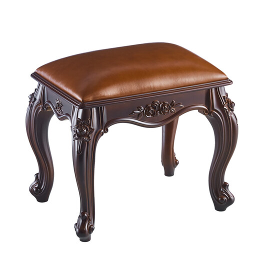 Chuangjingyi selects guzheng round stool guzheng piano stool single European dressing table stool American makeup chair Chinese classical small square stool dark brown square stool brown surface 45 cm high