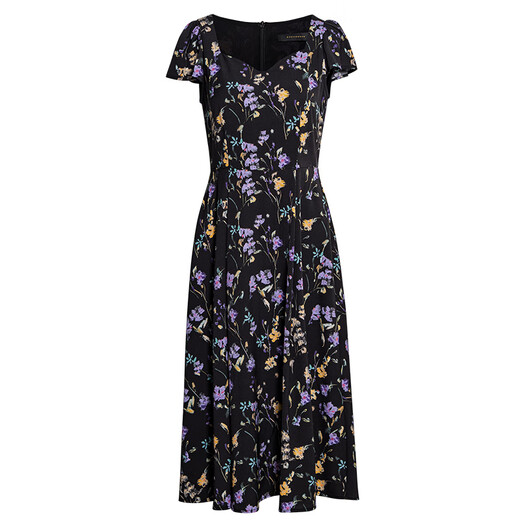 ROEYSHOUSE French puff sleeve big sling dress 2025 summer new style beautiful printed midi skirt 12107 color 2XL