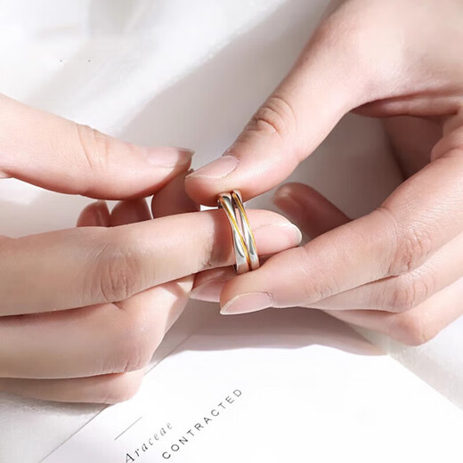 DR Mobius gold thread couple ring pt950 platinum engagement ring Valentine's Day birthday gift for boyfriend and girlfriend gold thread pair ring